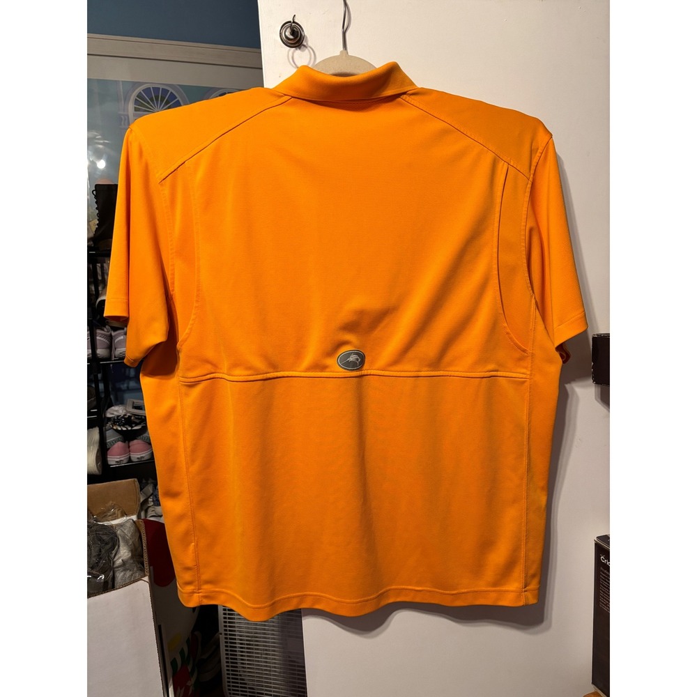 Bass Pro Mens Orange Polo Shirt Short Sleeve Marlin Logo Golf Casual Size Large - Picture 1 of 4